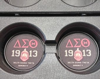 Delta Sigma Theta,Car Accessories,Car Decor,DST,Sorority Gifts,Car Coasters,Coasters,Auto Decor,Cup Holder Coaster,Soror Gifts,Universal Fit
