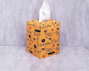 Orange And Black,Fabric Tissue Box Cover,Cloth Tissue Box Cover,Fabric Tissue Holder,Fabric Tissue Box, Fabric Tissue Cover,Halloween Decor