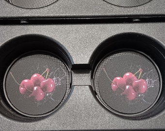 Posavasos universales para coche con diseño de cerezas, posavasos de goma, accesorios para coche, posavasos para tazas, juegos de posavasos, ideales para rellenar calcetines navideños.