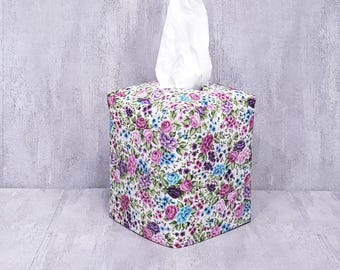 Decorazione floreale primaverile, copri scatola per fazzoletti in tessuto, copri scatola per fazzoletti, porta fazzoletti in tessuto, scatola per fazzoletti in tessuto, copri fazzoletti, copri fodera per fazzoletti