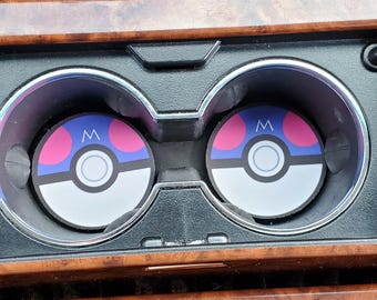 Masterball, Pokeball,Pokemon, Rubber Coasters,Car Accessories,Cup Coasters,Stocking Stuffers,Gift for her,car accents