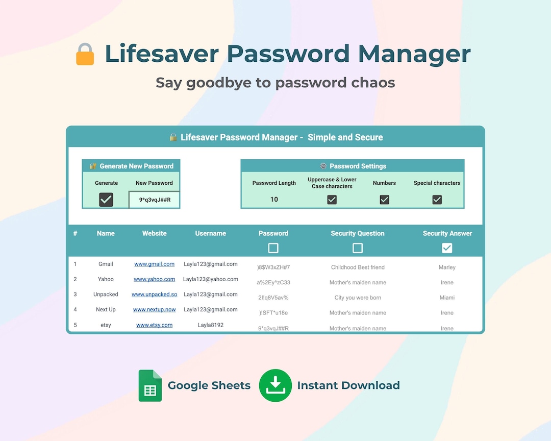 Lifesaver Password Manager - Simple and Secure - Etsy