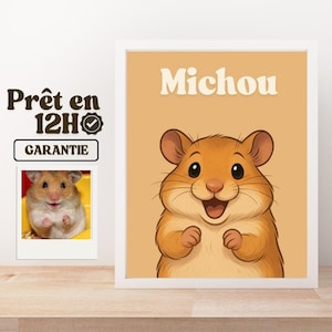 Portrait personnalisé de chien style cartoon semi-réaliste, Illustration digitale sur fond neutre, Art animalier unique pour cadeau ou déco