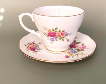 Duchess Bone China Floral Teacup and Saucer made in England