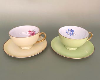 Vintage Teacups and Saucers Miniature Porcelain Teacup Japan