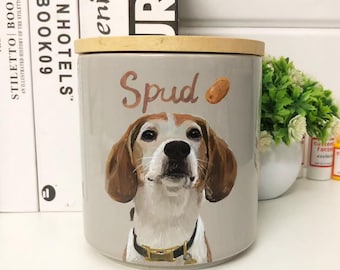 Personalized Pet Treat Jar: Hand-Painted Dog Portrait Storage Container