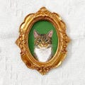 Custom Hand-Painted Pet Portrait: Cat Dog Art with Baroque Frame, Pet Loss Gift