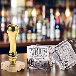 Benutzerdefinierter Eisstempel, personalisieren Sie Eismarkenstempel, Geschenk für Papa, Eiswürfel-Logo-Stempel, Geschäftslogo-Stempel, perfektes Sommergeschenk, Geschenke für Barkeeper