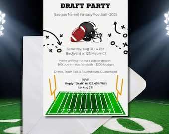Fantasy Football Draft Party Invitation: Editable Canva Template (Instant Download