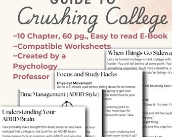 Guía para estudiantes con TDAH para triunfar en la universidad: libro electrónico de 60 páginas con hojas de trabajo y contenido adicional