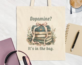 Bookish Tote Bag, Coquette Aesthetic Canvas Bag for Readers