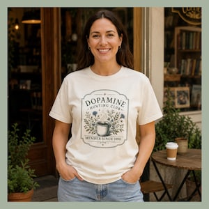 Dopamine Shirt, Personalized Birth Year Club Tee, Coffee Lover Gift, Book Lover, ADHD Gift, Reader T-Shirt, Vintage Apothecary Apparel