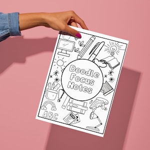 Notatki Doodle Focus – Wydrukowany notatnik wykładowy PDF | Unikalne strony dla studentów college'u, ADHD, neuroatypowych, pomoc naukowa