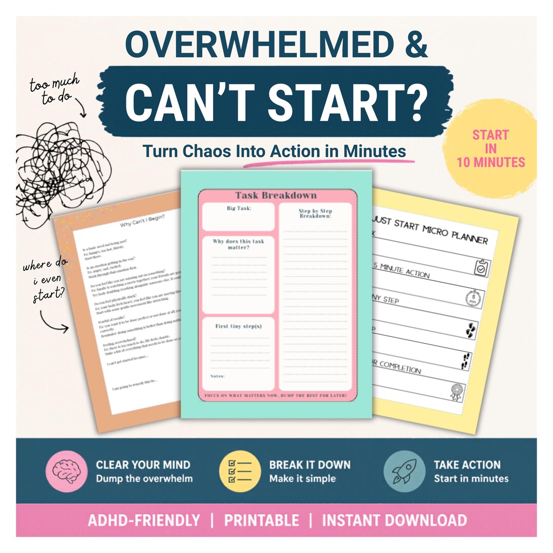ADHD Task Paralysis Planner – Overwhelmed & Can’t Start? | Executive ...