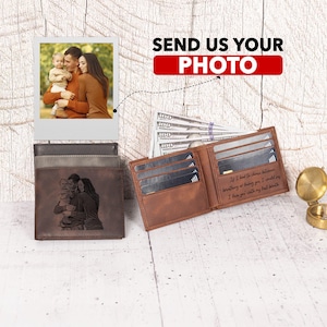 Cadeau pour mari de sa femme, cadeau papa de sa fille, cadeau unique pour ses 60 ans, grand-père, cadeau d'anniversaire de 20 ans pour hommes, porte-monnaie à deux volets