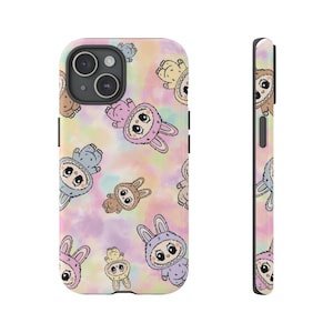 Cute Labubu Case, Pastel Cartoon Phone Cover, Kawaii Style Case, Bunny Design Case, Fun Gift for Kids and Teens