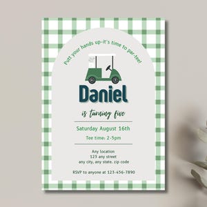 Golf Birthday Invitation Boy. Golf Party Invite Editable. Par Tee Birthday Invite. Golf Cart Kids Party Invite. Golf Theme Birthday Invitation