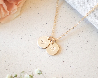 Dainty Gold Initial Necklace | New Mom Gift Necklace | Monogram Heart Necklace | Personalized Family Necklace