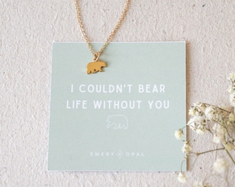 Gold Bear Necklace | Animal Jewelry | Bear Pendant Necklace | Nature Animal Necklace | Friendship Necklace Gift For Sister