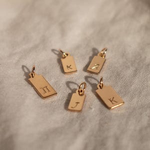 Rectangle Initial Tag | Monogram Tag Charm | Dainty Charm | Custom Initial Charm | Personalized Gifts
