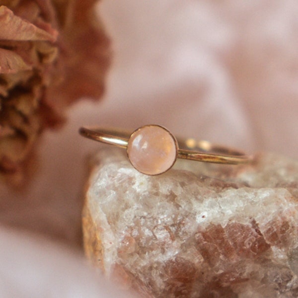 Rose Quartz Ring  | Rose Quartz Gemstone Ring | Personalized Stone Ring | Birthstone Ring
