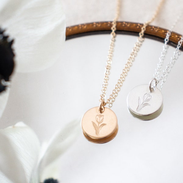 Tulip Flower Necklace | Gift For Mom | New Mom Gift | Personalized Necklace | Bridesmaid Gift