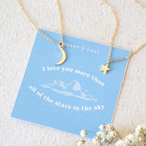 Mom and Me Celestial Necklace Moon and 