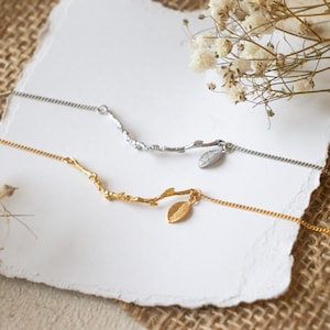 Gold Branch Bracelet Personalized Leaf Bracelet Boho Bracelet Gold Layering Bracelet Bridesmaid Gift Gift For Mom image 1