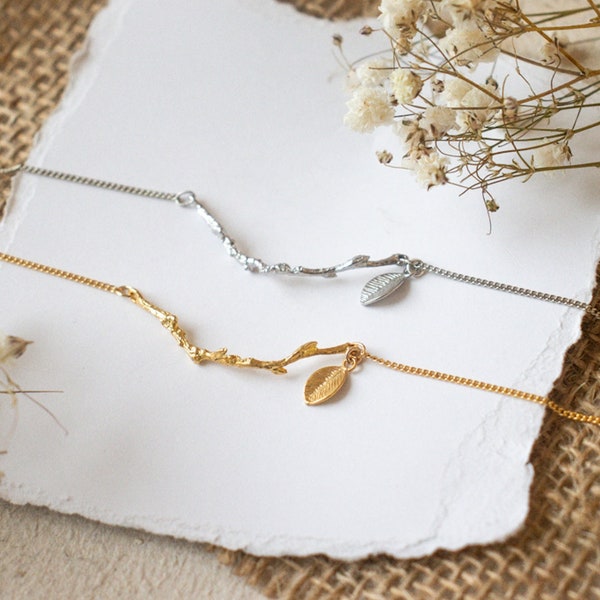 Gold Branch Bracelet | Personalized Leaf Bracelet | Boho Bracelet | Gold Layering Bracelet | Bridesmaid Gift | Gift For Mom