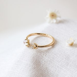 Moon and Star Ring Gold Open Moon Ring Moon Phase Ring Celestial Jewelry Statement Ring Best Friend Gift Adjustable Ring image 4