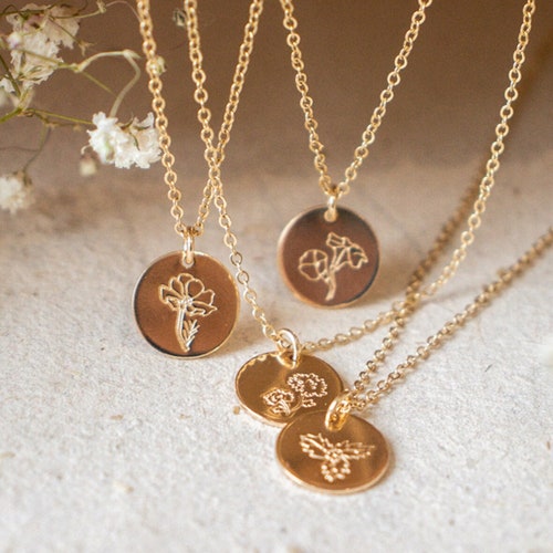 Birth Flower Necklace Personalized 