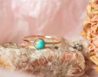 Turquoise Gemstone Ring | December Birthstone | Natural Stone Ring | Dainty Gold Stacking Ring