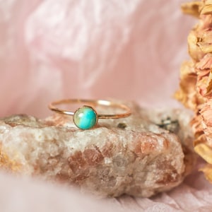 Turquoise Gemstone Ring December Birthstone Natural Stone Ring Dainty Gold Stacking Ring image 1