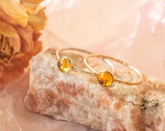 Dainty Citrine Birthstone Ring | Natural Stone Rings for Women | November Birthstone Birthday Gift | Gift For Mom