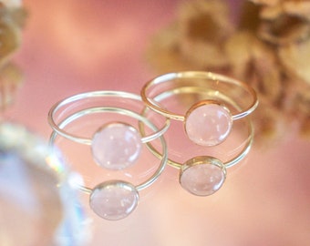 Bague en quartz rose | Bague en plaqué or | Bague en argent sterling | Bague avec pierres précieuses | Bague de promesse