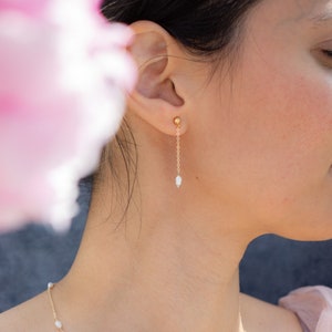 Pearl Drop Earrings | Freshwater Pearl Earrings | Pearl Bridal Earrings | Bridesmaid Gift for Her | Pearl Dangle Earrings | Wedding Jewelry