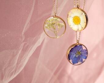 Women Coloful Flower Specimen Necklace Dried Flower Pendant Elegant Jewelry CB Women Coloful Flower Specimen Necklace Dried Flower Pendant Elegant Jewelry CB