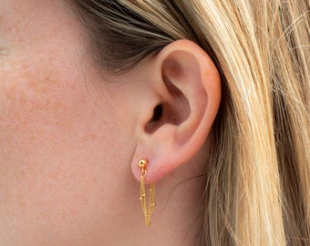 Gold Chain Earrings | Holiday Earrings | Minimalist Drop Earrings | Dainty Dangle Earrings | Thoughtful Birthday Gift