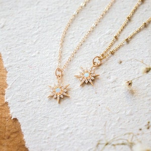 North Star Necklace | Opal Star Necklace | Dainty Opal Necklace | Celestial Jewelry | Gemstone Necklace