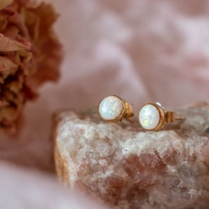 Opal Stud Earrings | Opal Jewelry | October Birthstone Earrings | Gemstone Earrings | Birthday Gift for Her | Birthday Gift for Mom