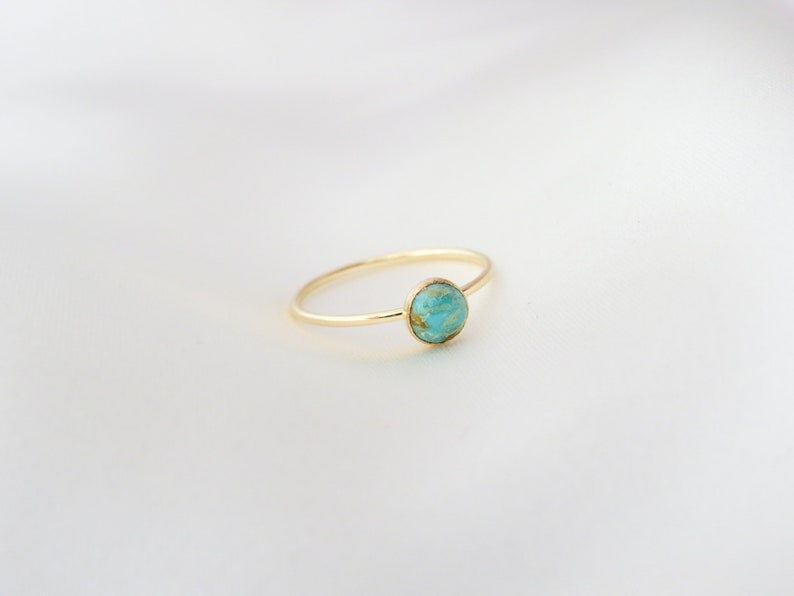 Turquoise Gemstone Ring December Birthstone Natural Stone Ring Dainty Gold Stacking Ring image 7