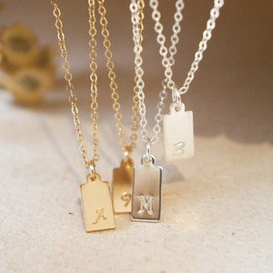 Initial Tag Necklace Personalized Gold Tag Necklace Gold Initial Tag Personalized Mom Gift Medium Tag Mom Necklace image 7