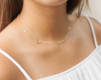 Tiny Moon Necklace | Crescent Necklace | Gold Moon Necklace | Crescent Moon Necklace | Gift For Sister | Dainty Necklace | Bridesmaid Gift