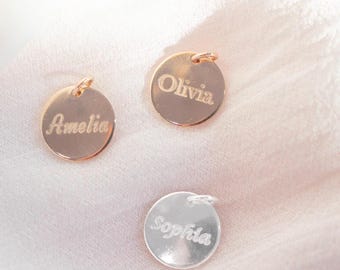 Personalized Name Disc Pendant | Personalized Name Charm | Kids Name Pendant | Personalized Gift | Medium