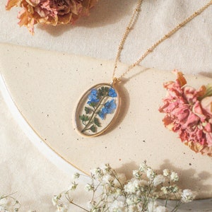 Forget Me Not Necklace Pressed Flower Necklace Dried Flower Jewelry Gift for Plant Lady Real Flower Necklace Gift for Mom image 7