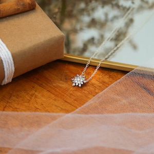 Silver Snowflake Necklace Mom Necklace Snowflake Jewelry Gift for Wife Gift For Grandma Winter Jewelry image 4