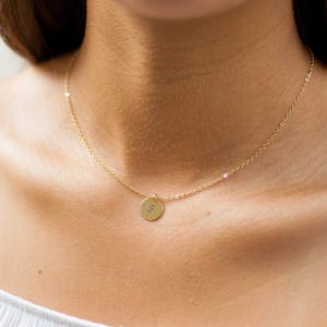 Initial Necklace Gold Letter Necklace Personalized Everyday Necklace Custom Necklace Gift for Mom Medium Coin Necklace image 8