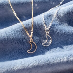 Crescent Moon Necklace Gold Filled Necklace Sterling Silver Necklace Celestial Jewelry Gift for Best friend image 2
