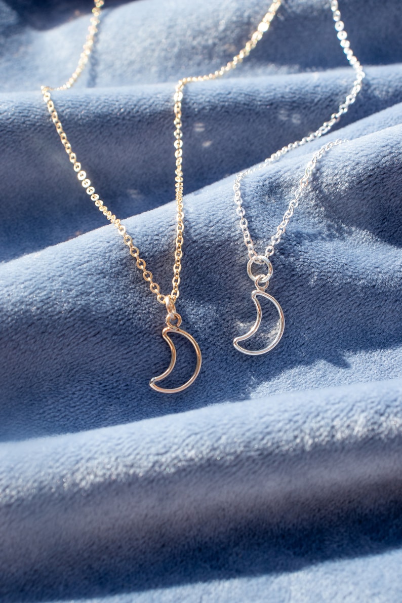 Crescent Moon Necklace Gold Filled Necklace Sterling Silver Necklace Celestial Jewelry Gift for Best friend image 2