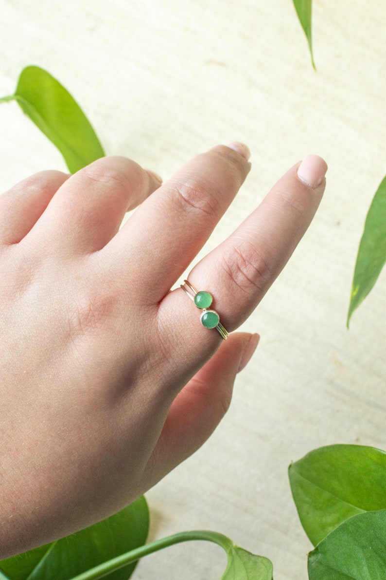 Green Aventurine Ring Aventurine Gemstone Ring August Birthstone Ring Birthday Gift for Her Boho Ring image 3